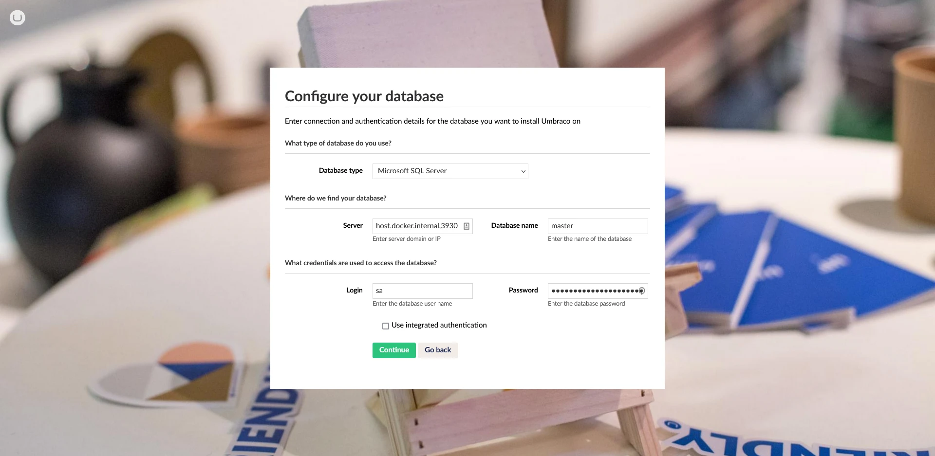 Umbraco 9 Installer - Step 2