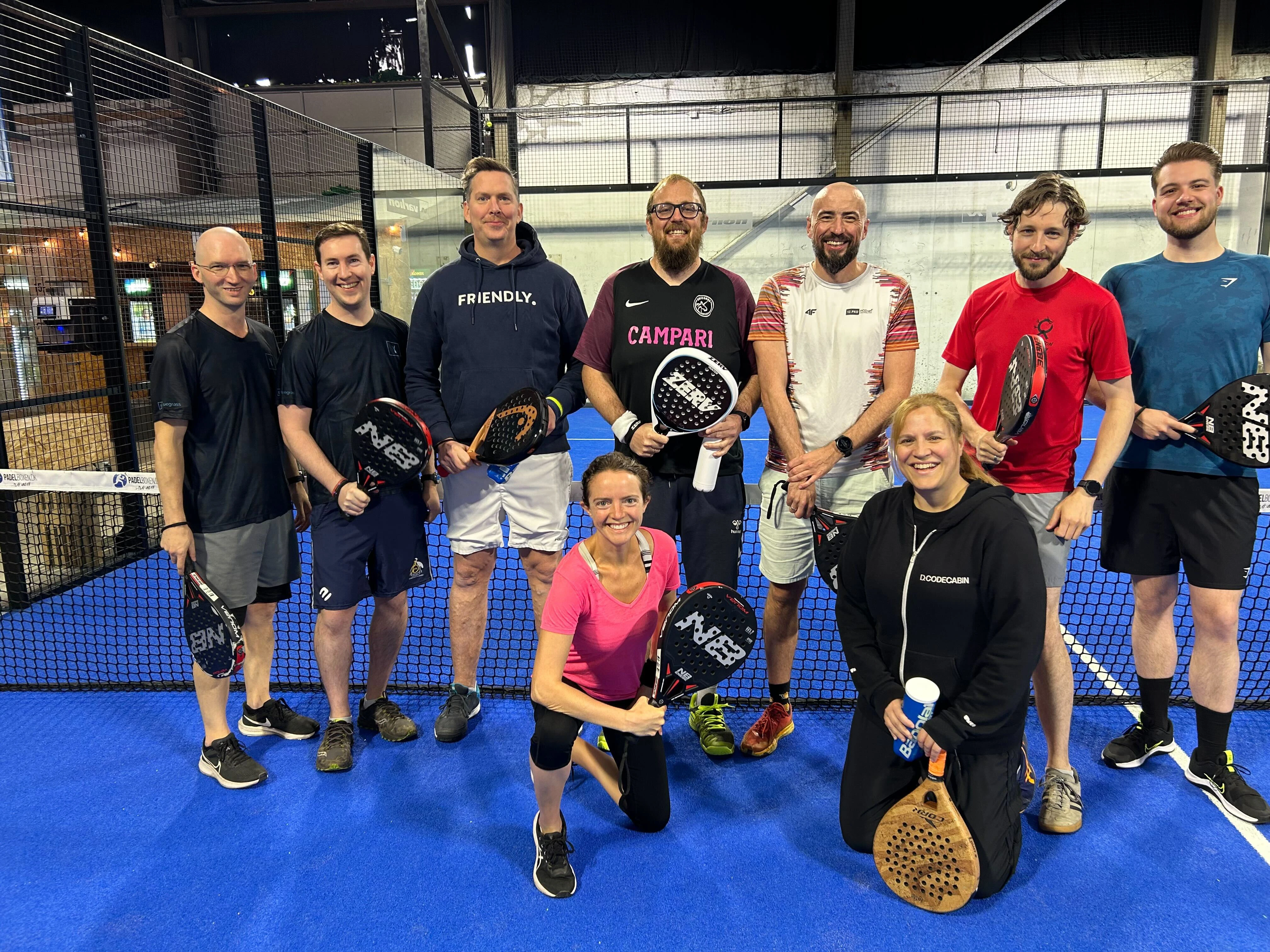 Attachment 1. The padel crew on the court after being warmed up!