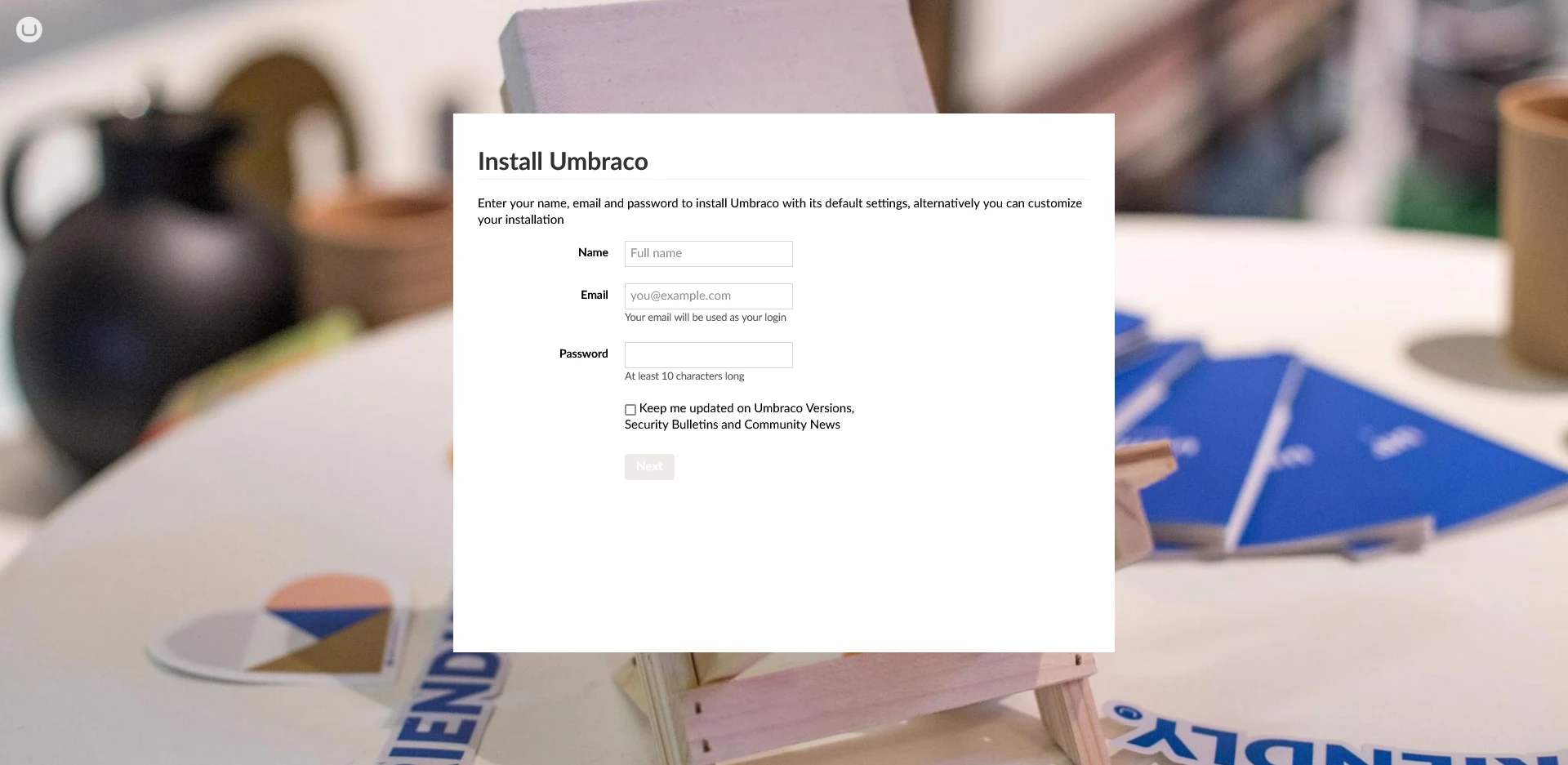 Umbraco 9 Installer - Step 1