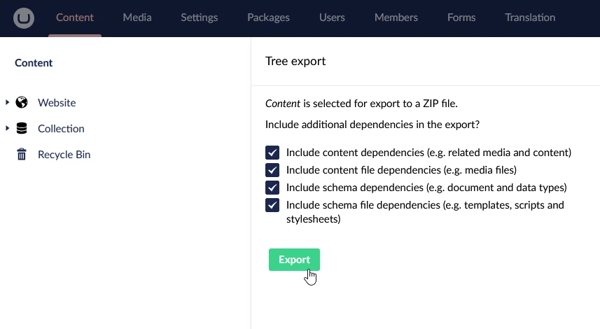Attachment 2. Selecting additional dependencies for export